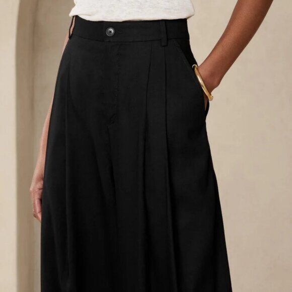 Banana Republic Lena  Wide-Leg Linen-Blend Pant size 2 Black - Picture 2 of 6